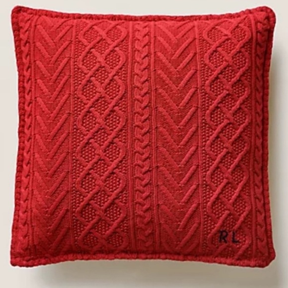 Ralph Lauren Home Red Cable Knit Highland Pillow 20x20 NWT - Picture 2 of 4